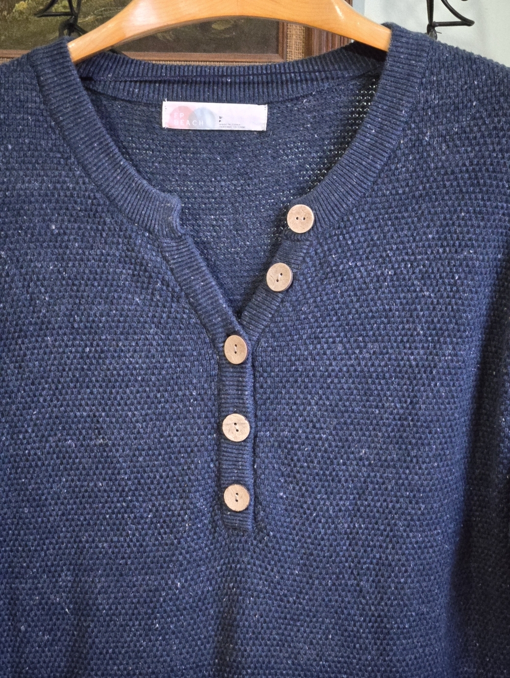 Free People Hailee Midi Sweater Dress  Navy Heather S FP Beach - Picture 9 of 10